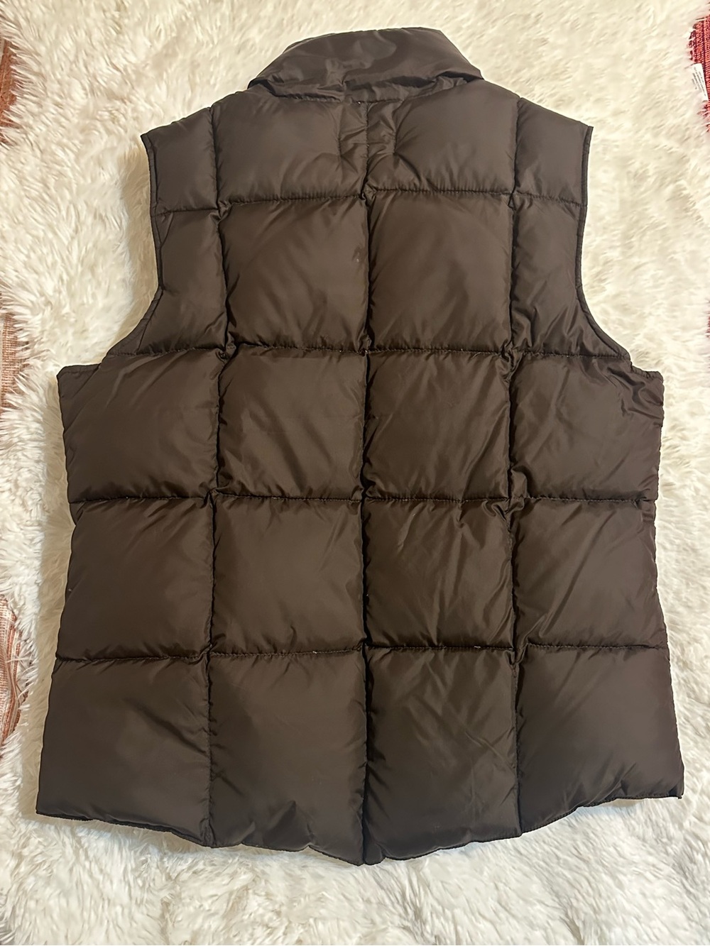 Lands’ End Brown Down Puffer Vest Small 6-8 Quilted Snap Front - Picture 3 of 9